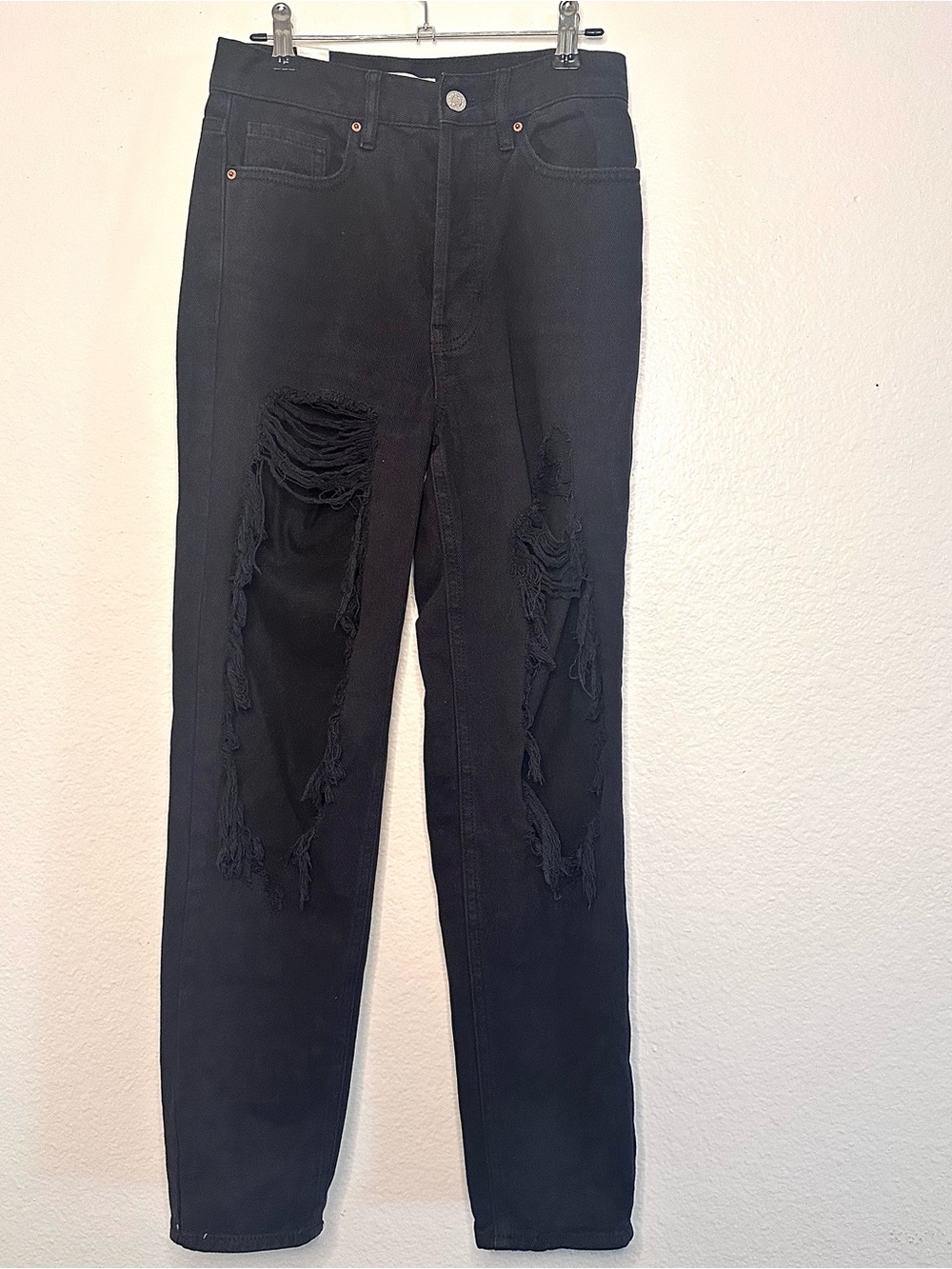 PacSun Black ultra high rise Ripped Straight Jeans